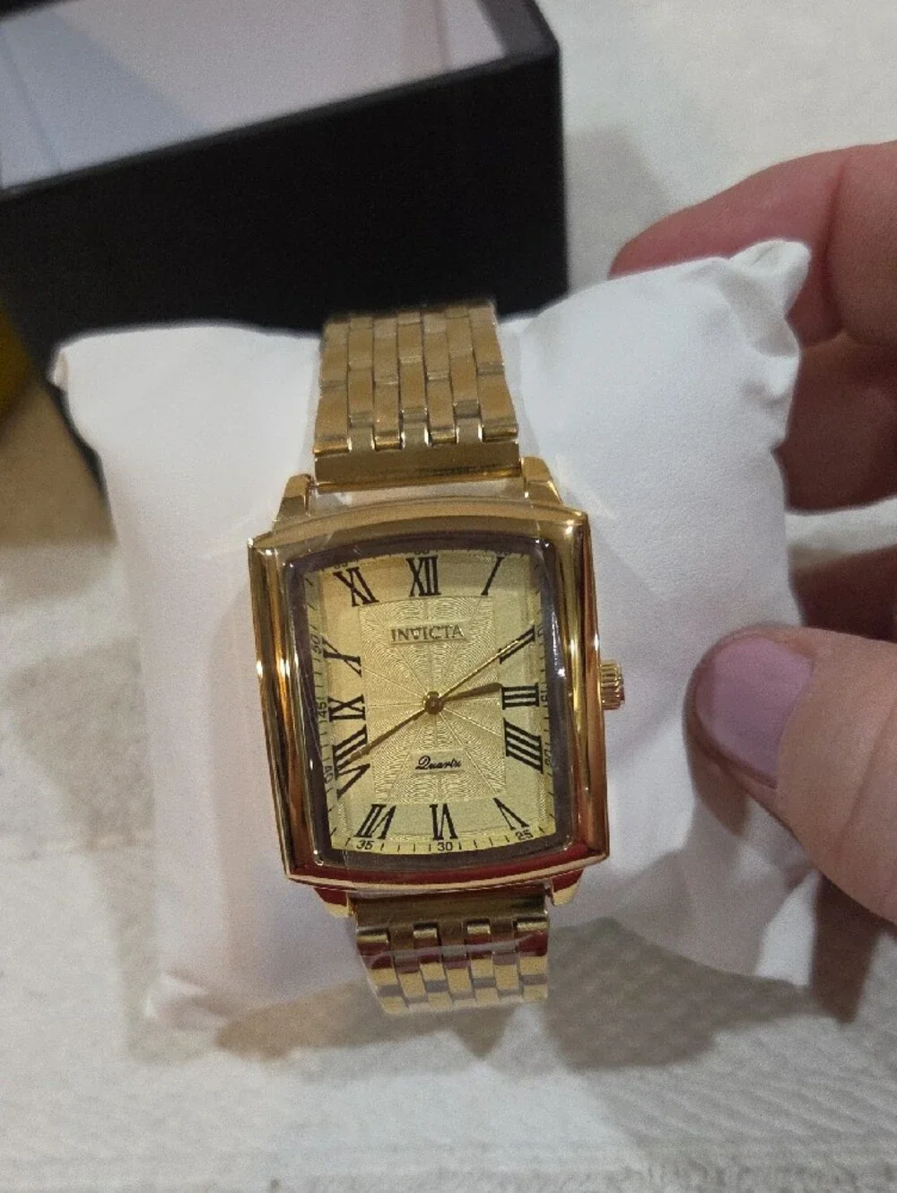 Invicta Gold-Tone Rectangular Men's Bracelet Watch with Roman Dial